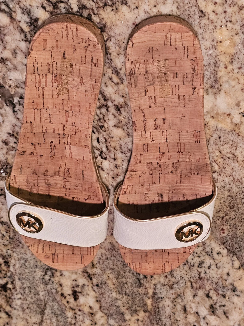 Michael Kors White Cork Slide Sandals